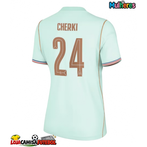 Camisa de Futebol França Rayan Cherki #24 Equipamento Secundário Mulheres Mundo 2026 Manga Curta